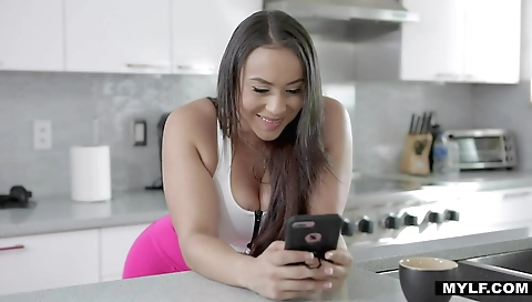 Sexy brunette hair with a sex toys