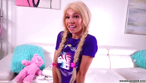 Horny blonde takes a black cock