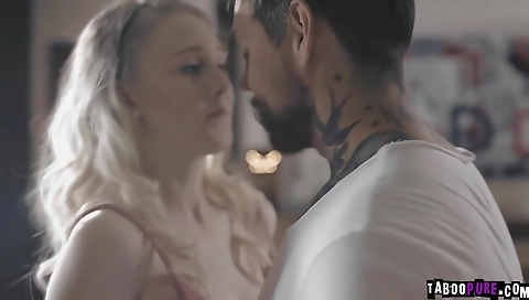 Blonde slut takes off and big black cock